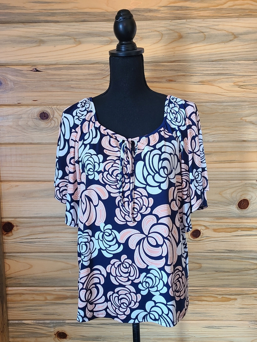 Espresso Ladies Short Sleeved Floral Blouse Size XL